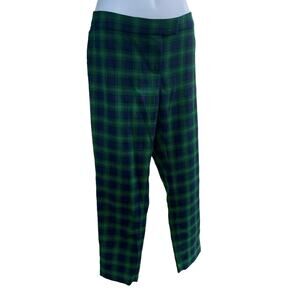 Vineyard Vines Womens Toboggan Tartan Ankle Pants Blue Green Plaid Wool Blend